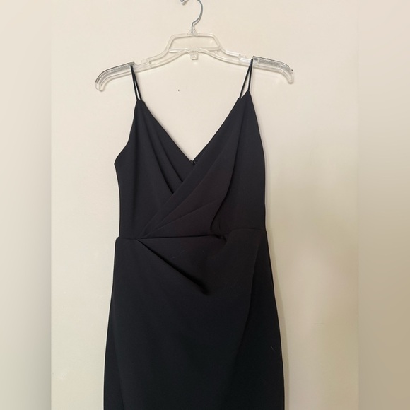 Betsey Johnson Black Tulip Hem Dress Faux Wrap Cocktail - Picture 8 of 14